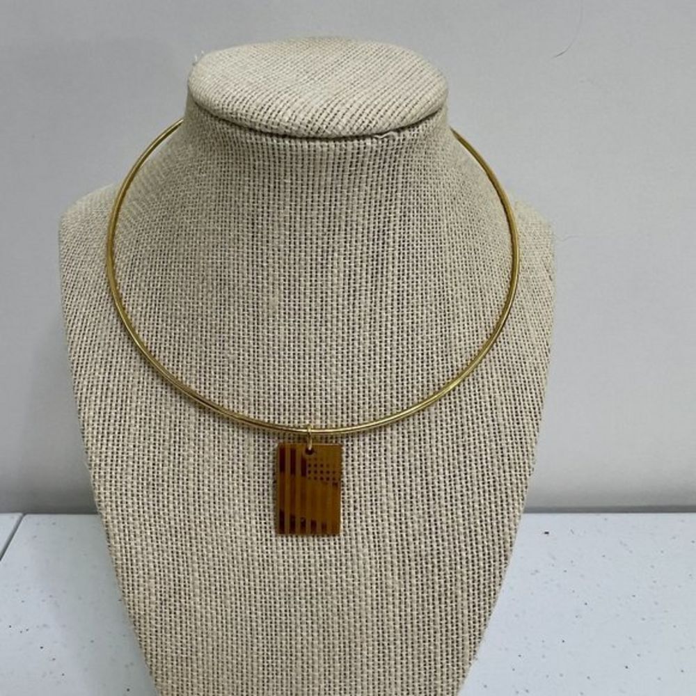 Black Lives Matter Collar Necklace US Flag Engraved Fist Gold Tone Dog Tag Used,